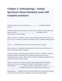Anthropology - Asking Questions About Humanity
