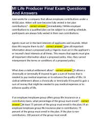 MI Life Producer Final Exam Questions and Answers