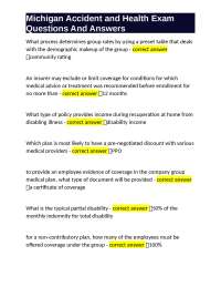 Michigan Accident and Health Exam Questions and Answers