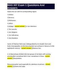 MAS 337 Exam 1 Questions and Answers