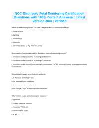 NCC Electronic Fetal Monitoring Certification Questions with 100% Correct Answers 2024