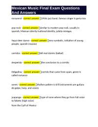 Mexican Music Final Exam Questions and Answers