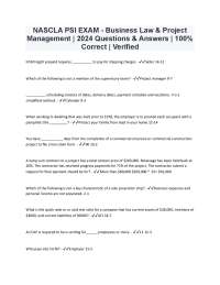 NASCLA PSI EXAM - Business Law & Project Management | 2024 Questions & Answers