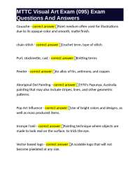 MTTC Visual Art Exam (095) Exam Questions And Answers