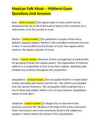 Mexican Folk Music – Midterm Exam Questions And Answers