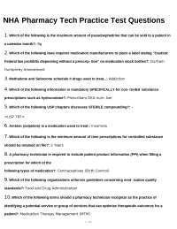 NHA Pharmacy Tech Practice Test Questions