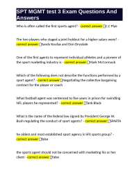 Sports Management: Exam Questions and Answers