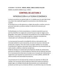 CONTROL DE LECTURA 2 INTRODUCCIÓN A LA TEORIA ECONÓMICA