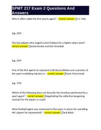 Sports Management and Marketing Exam 2 Questions and Answers