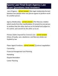 Sports Law Final Exam - Agency Law