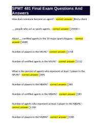 SPMT 481 Final Exam Questions And Answers