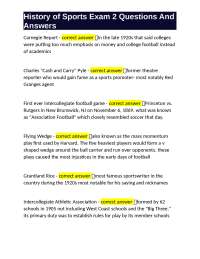 History of Sports Exam 2 Questions and Answers