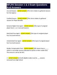 NFLPA Session 1 & 2 Exam Questions and Answers