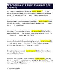 NFLPA Session 9 Exam Questions and Answers