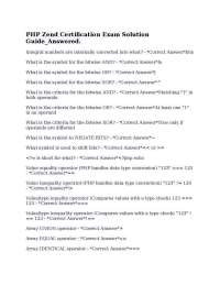 PHP Zend Certification Exam Solution Guide