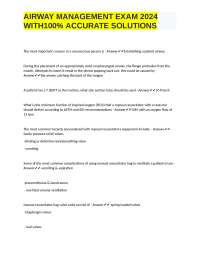 Airway Management Exam 2024 with 100% Accurate Solutions