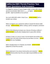 California DMV Permit Practice Test - Exam Questions and Answers