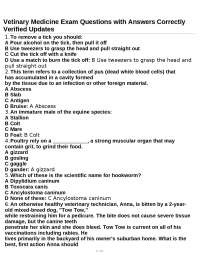 Veterinary Medicine Exam Questions with Answers