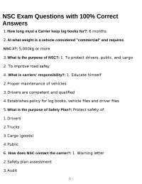 National Safety Code (NSC) Exam Questions and Answers