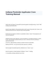 Pesticide Applicator Responsibilities and Practices in Indiana