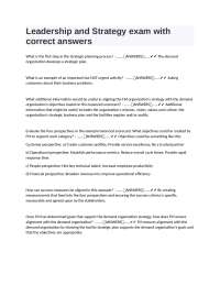 Leadership and Strategy exam with correct answers