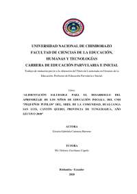Alimentación saludable para el desarrollo del aprendizaje de los niños de Educación Inicia