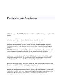 Pesticides and Applicator Exam Questions and Answers