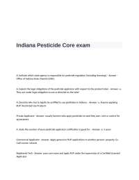 Indiana Pesticide Core Exam Questions and Answers