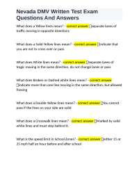 Nevada DMV Written Test Exam Questions And Answers