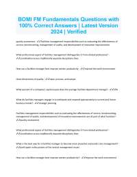 BOMI FM Fundamentals Questions with 100% Correct Answers | Latest Version 2024 | Verified