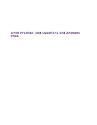 aPHR Practice Test Questions and Answers 2024