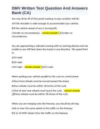 DMV Written Test Question And Answers Bank (CA)
