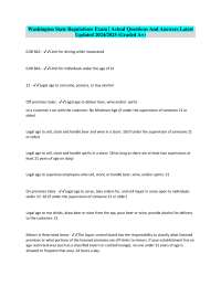 Washington State Regulations Exam | Actual Questions And Answers Latest Updated 2024/2025