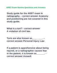 ARRT Exam Review Questions and Answers