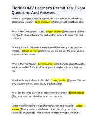 Florida DMV Learner's Permit Test Exam Questions And Answers