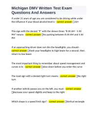 Michigan DMV Written Test Exam Questions And Answers