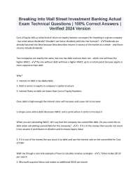 Breaking into Wall Street Investment Banking Actual Exam Technical Questions | 100% Correc