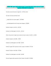 SPMT 481 sport agent final Exam | Actual Questions and Answers Latest Updated 2024/2025 (G