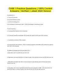 CAIB 1 Practice Questions | 100% Correct Answers | Verified | Latest 2024 Version