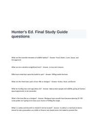 Hunter's Ed. Final Study Guide questions and answers