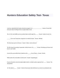 Hunters Education Safety Test Questions and Correct Answers