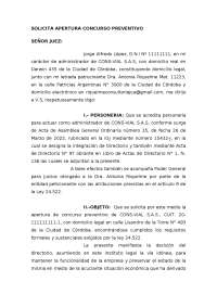Solicitud de Apertura de Concurso Preventivo: Un Caso de Estudio en Derecho Empresarial