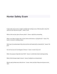 Hunter Safety Exam Questions and Answers