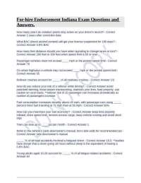 For-hire Endorsement Indiana Exam Questions and Answers.