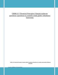 CHEM 217 Chemical Principles I Sample midterm questions (questions to consider study guide