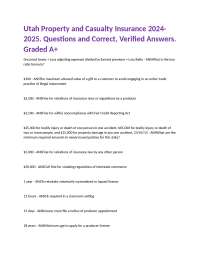 Utah Property and Casualty Insurance 2024-2025. Questions and Correct Answers. Graded A+