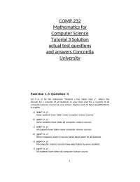 COMP 232 Mathematics for Computer Science Tutorial 3 Solution actual test questions and an