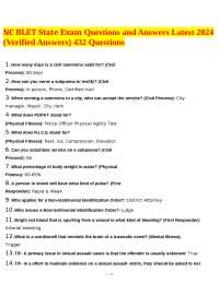 NC BLET State Exam Questions and Answers Latest 2024 (Verified Answers) 432 Questions