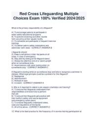 Red Cross Lifeguarding Multiple Choices Exam 100% Verified 2024/2025