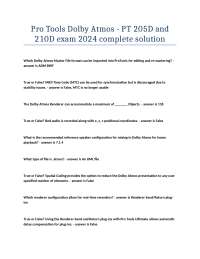 Pro Tools Dolby Atmos - PT 205D and 210D exam 2024 complete solution